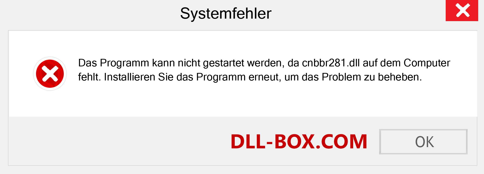 cnbbr281.dll-Datei fehlt?. Download für Windows 7, 8, 10 - Fix cnbbr281 dll Missing Error unter Windows, Fotos, Bildern