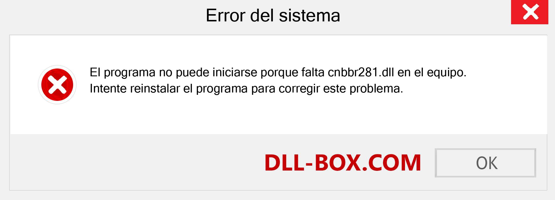 ¿Falta el archivo cnbbr281.dll ?. Descargar para Windows 7, 8, 10 - Corregir cnbbr281 dll Missing Error en Windows, fotos, imágenes